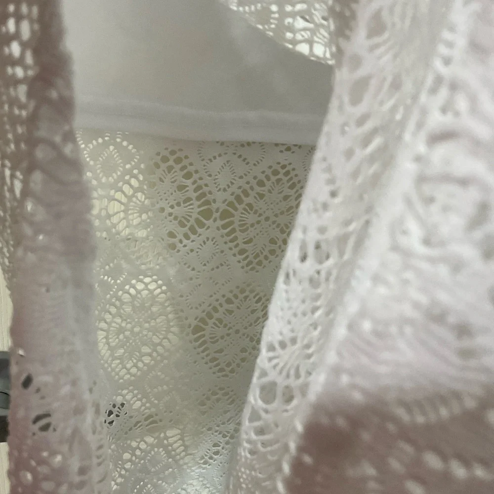 Solitaire swim White Lace Maxi Skirt Beach Cover Up Sheer Boho Resort size MED